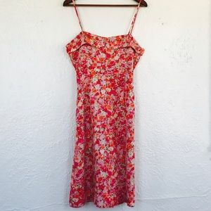 Red Resort / Travel Spaghetti Strap Floral Dress L